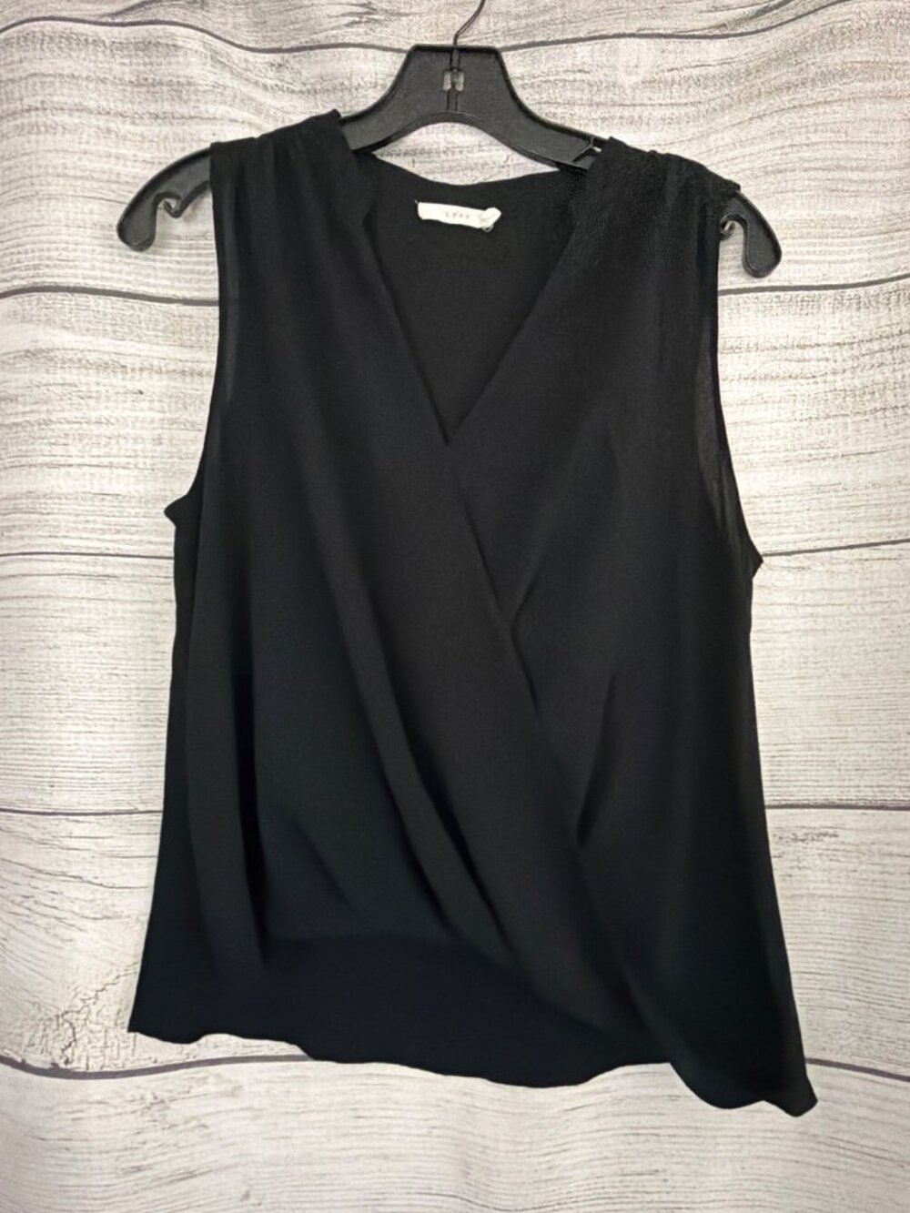 Lush Black Sleeveless Surplice Top Womens S